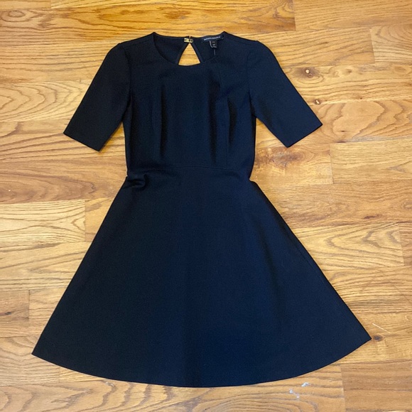 NWT Banana Republic 0P Black Fit & Flare Dress with Back Cutout - Picture 3 of 13